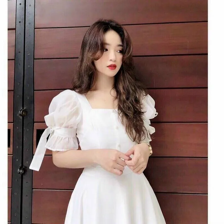Alternative view of Đầm Voan Tay Nơ Đính Cườm Dáng Xòe Sang Chảnh V137 - Cloudy Dress
