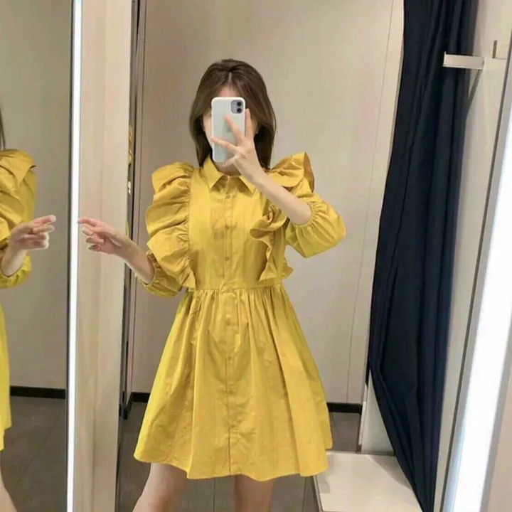 Alternative view of Đầm Kate Đính Kèm Nút Cổ Viền Bèo Tay Lở Dịu Dàng V115 - Cloudy Dress