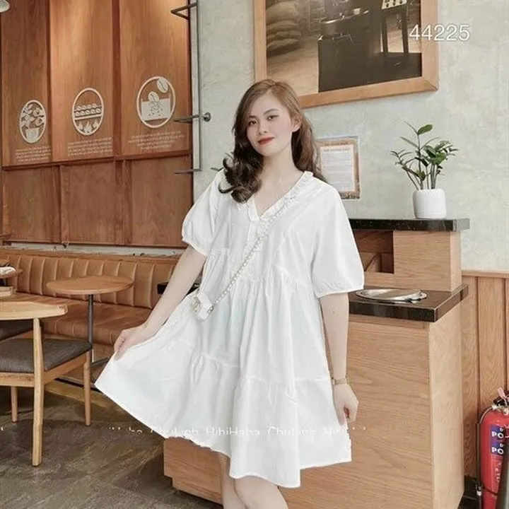 Alternative view of Váy Babydoll Cổ Chữ V Xèo Ngắn Chất Kate V80 - Cloudy Dress