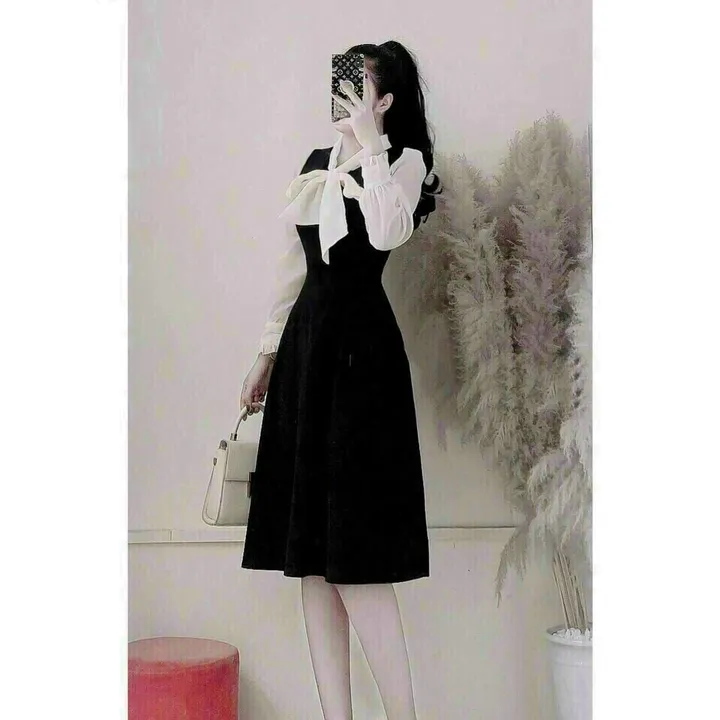 Váy Tiểu Thư Dài Thắt Nơ Phối Voan Xinh Xỉu V76 - Cloudy Dress