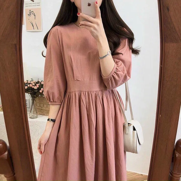 Alternative view of Váy Babydol Hồng Ruốc Tay Lở Bồng Dáng Dài Nữ Tính V91 - Cloudy Dress