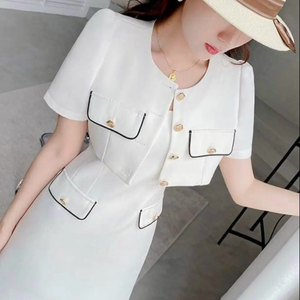 Alternative view of Đầm Viền Túi Kèm Áo Khoát Cài Nút Thật V189 - Cloudy Dress