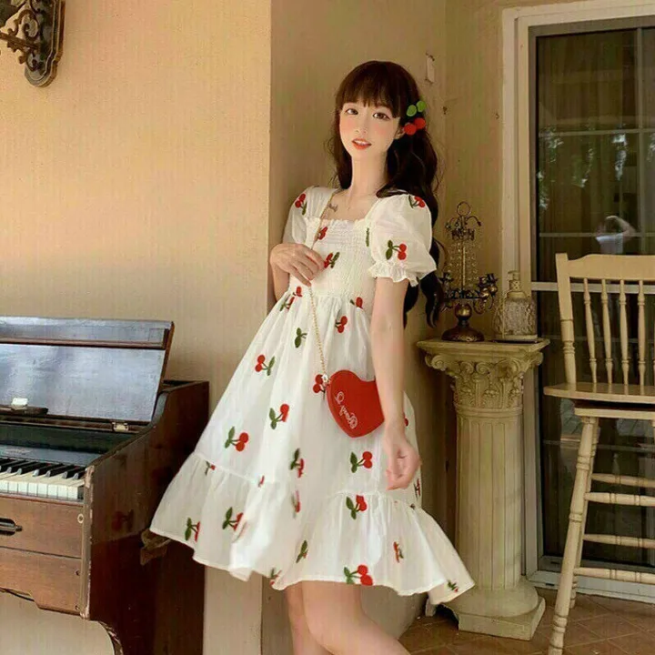 Đầm Babydoll Cherry Màu Trắng V57 - Cloudy Dress