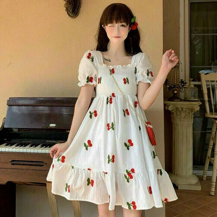 Alternative view of Đầm Babydoll Cherry Màu Trắng V57 - Cloudy Dress