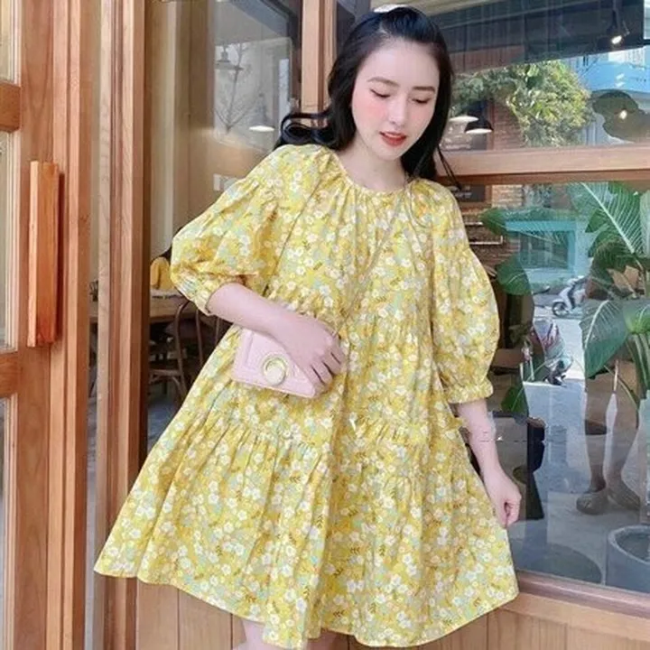 Váy Babydoll Họa Tiết Hoa Nhí Màu Vàng Cute V114 - Cloudy Dress