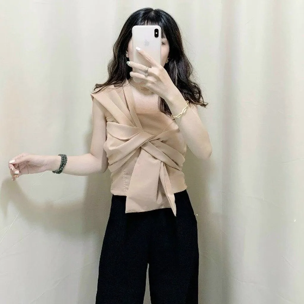 Alternative view of Áo Kết Nơ Bo Thun Sexy Lệch Vai Ôm Eo Chất Lụa V157 - Cloudy Dress