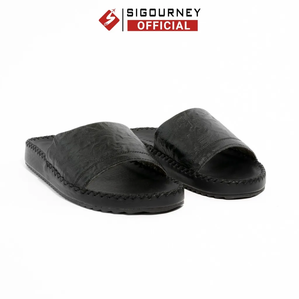 Dép Nam Quai Ngang Da Bò Thật Cao Cấp Đế Khâu Chắc Chắn Dn110 -sigourney