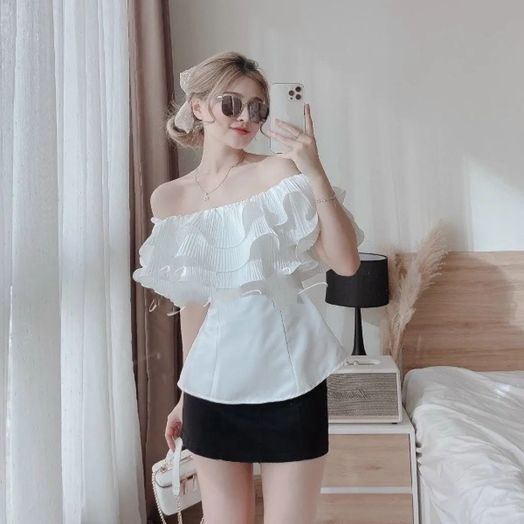 Alternative view of Set Áo Dập Ly Kèm Chân Váy ( Áo Có Mút ) V186 -cloudy Dress