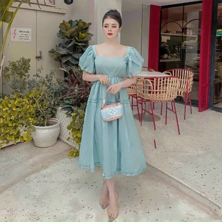 Alternative view of Đầm Xòe Ôm Eo Tay Bồng Sang Chảnh V68 - Cloudy Dress