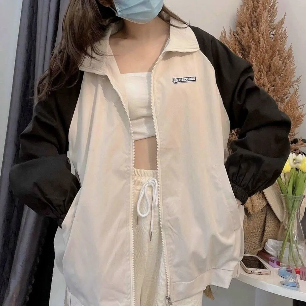 Alternative view of Áo Khoác Dù Records Jacket 2 Lớp Unisex Form Rộng Thời Trang Sht63 - Minh Hà House