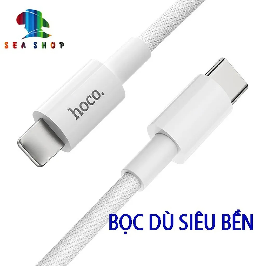 Cáp Sạc Typec To Lightning - Chính Hãng Hoco - Dành Cho Iphone, Ipad - Bọc Dù Siêu Bền - Tích Hợp Sạc Nhanh-seashop