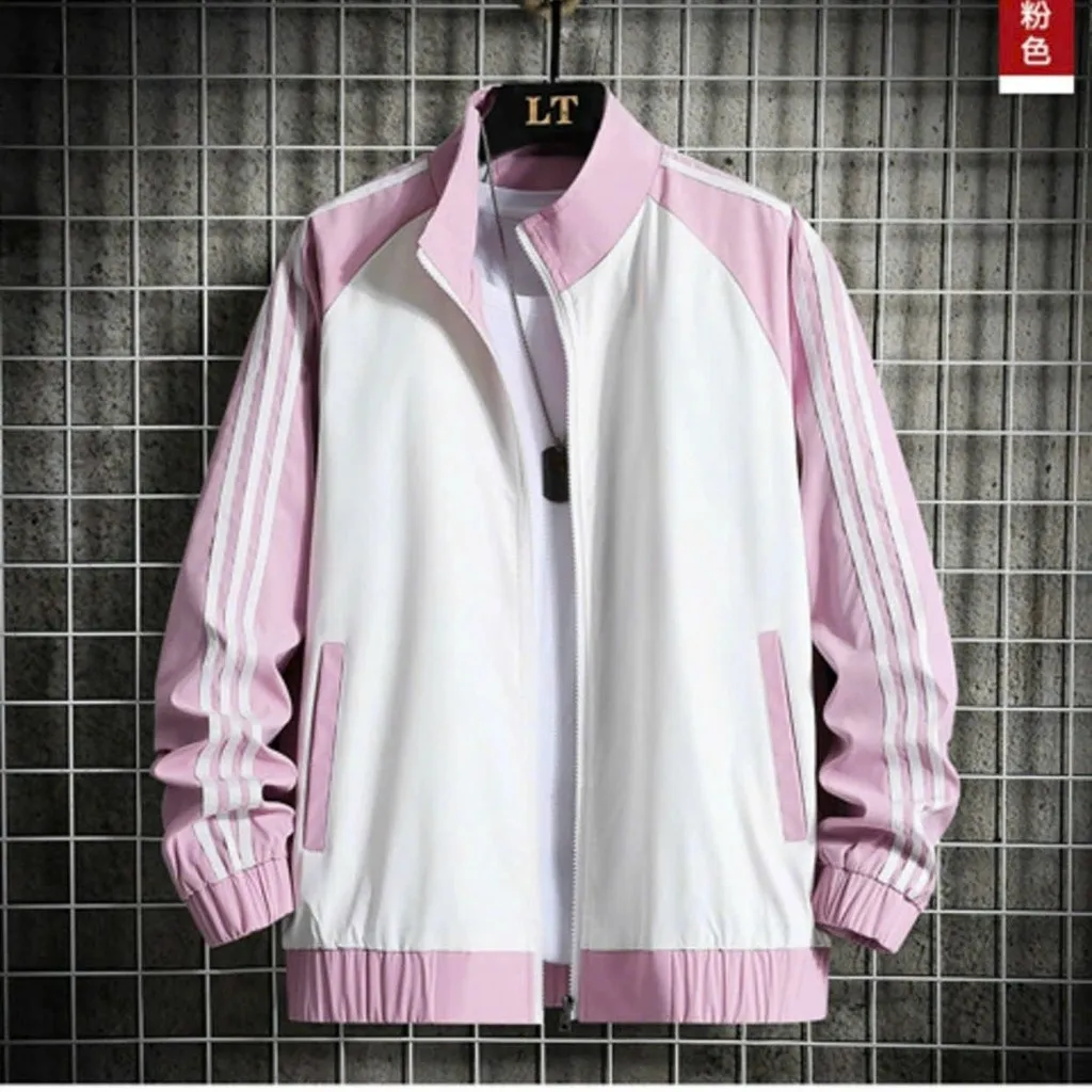 Áo Khoác Gió Nhẹ 2 Lớp, Áo Khoác Nam Nữ Cổ Trụ Kiểu Trơn Phối 3 Sọc Tay Thể Thao Cao Cấp - Htm Fashion