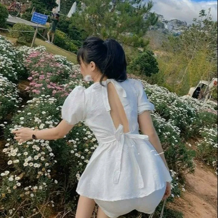Alternative view of Set Bộ Đũi Cột Nơ Lưng Tiểu Thư (có Mút) Cute V303 - Cloudy Dress