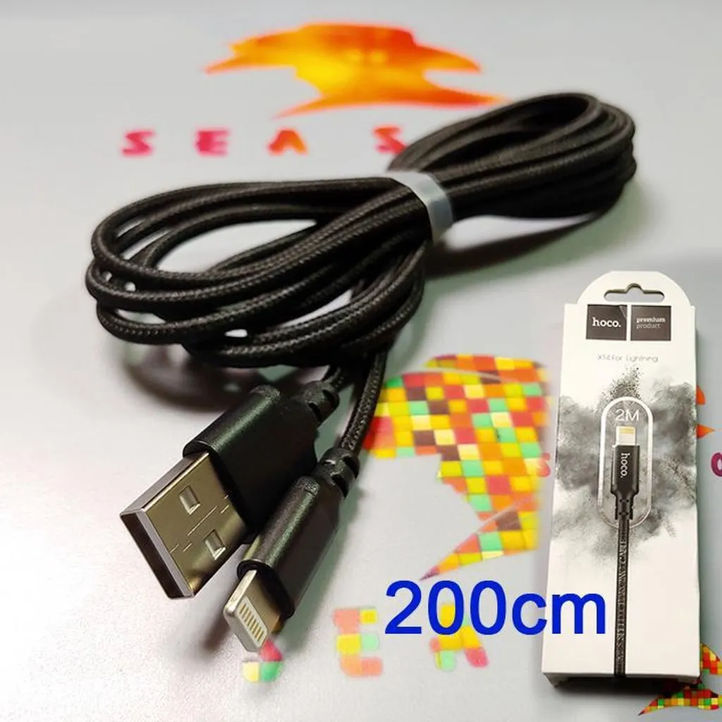 Dây Cáp Sạc Chân Lightning - Chính Hãng Hoco - Cho Iphone, Ipad - Dài 2m - Sợi Dây Dù Siêu Bền - Seashop