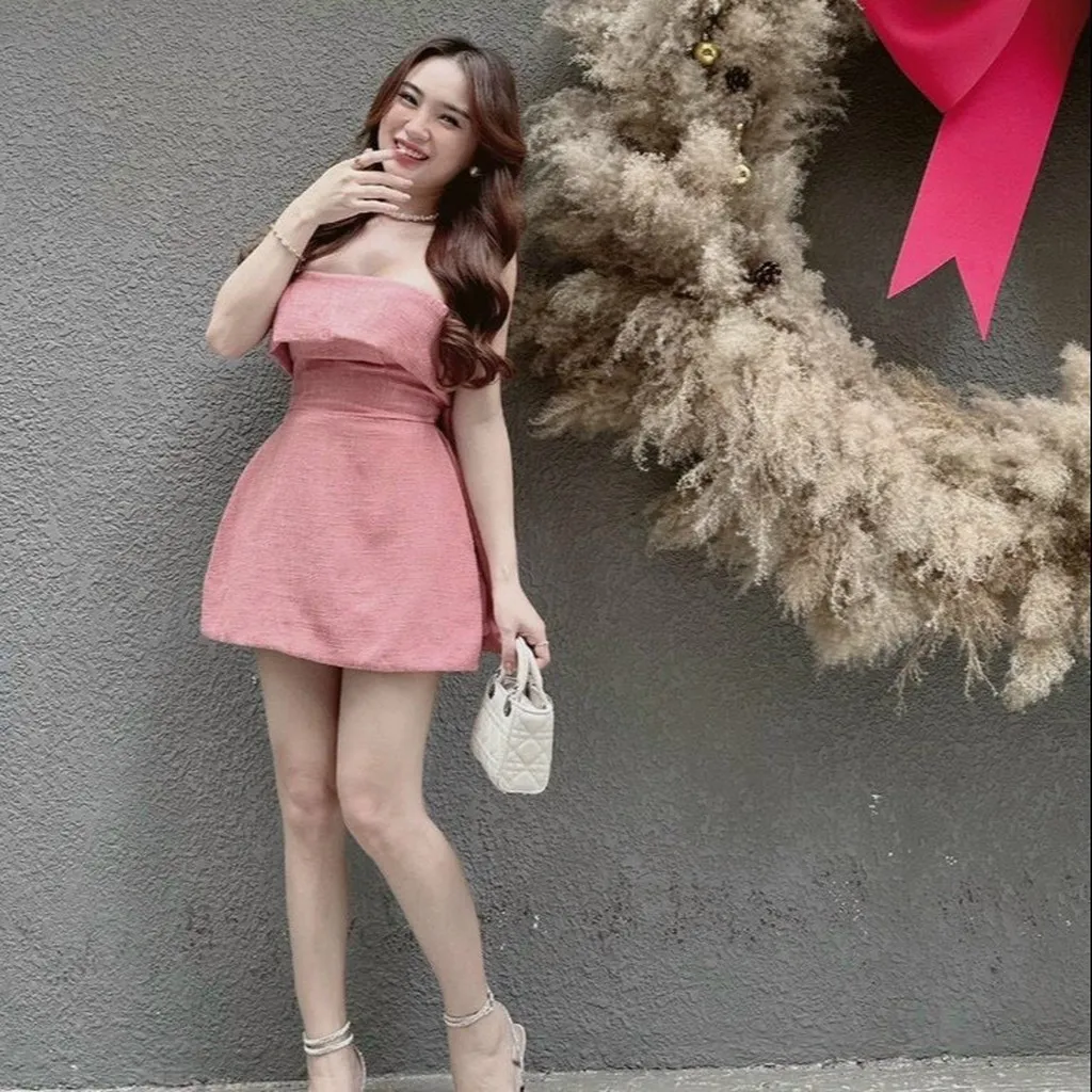 Set Cúp Ngực Kèm Quần Chất Lenin Tiểu Thư Sang Chảnh V258 - Cloudy Dress