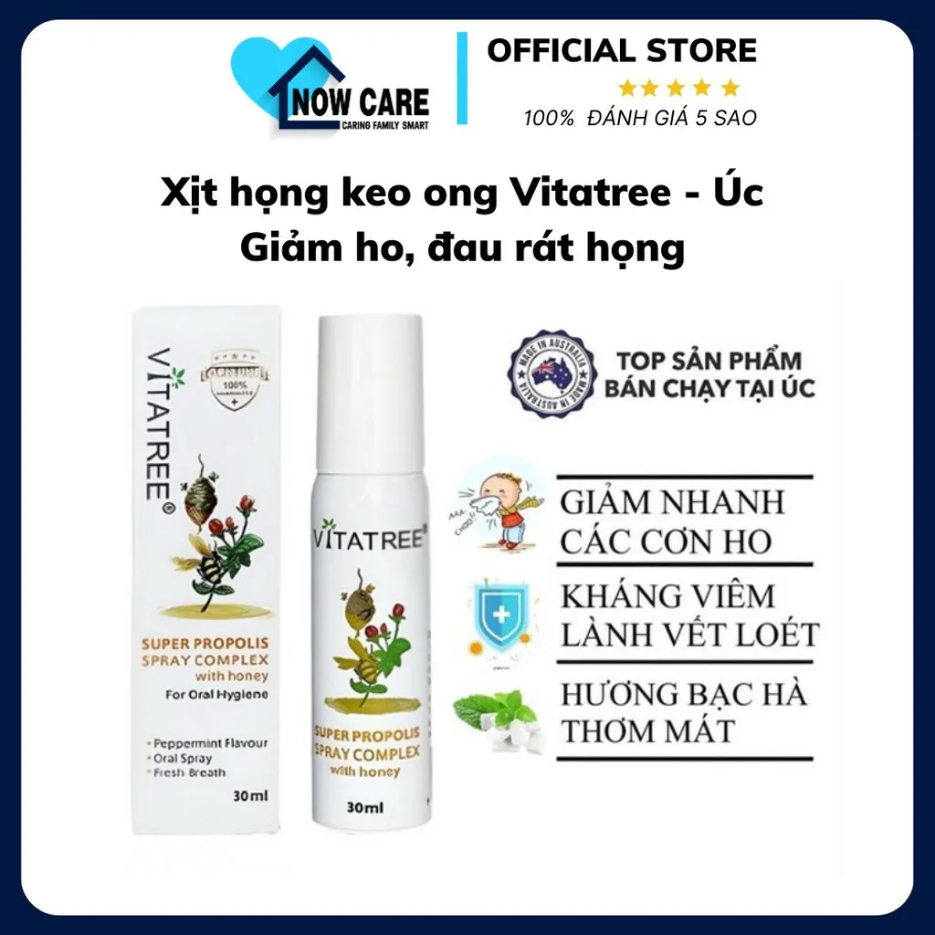 Xịt Họng Keo Ong Giảm Ho Đau Rát Họng Úc - Vitatree