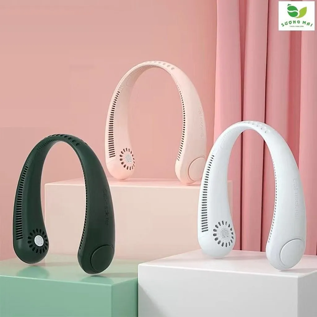 Quạt Đeo Cổ Usb Mini Tích Điện Không Cánh Tiện Lợi, Thời Trang, Dáng Thể Thao - Sương Mai
