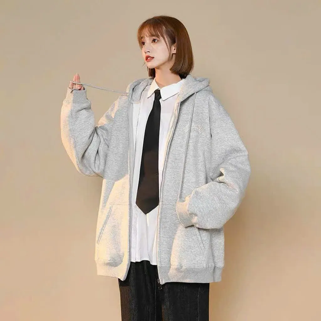Alternative view of Áo Khoác Nỉ Form Rộng Thêu Chữ Thời Trang Nữ Cực Hot Phong Cách - Htm Fashion