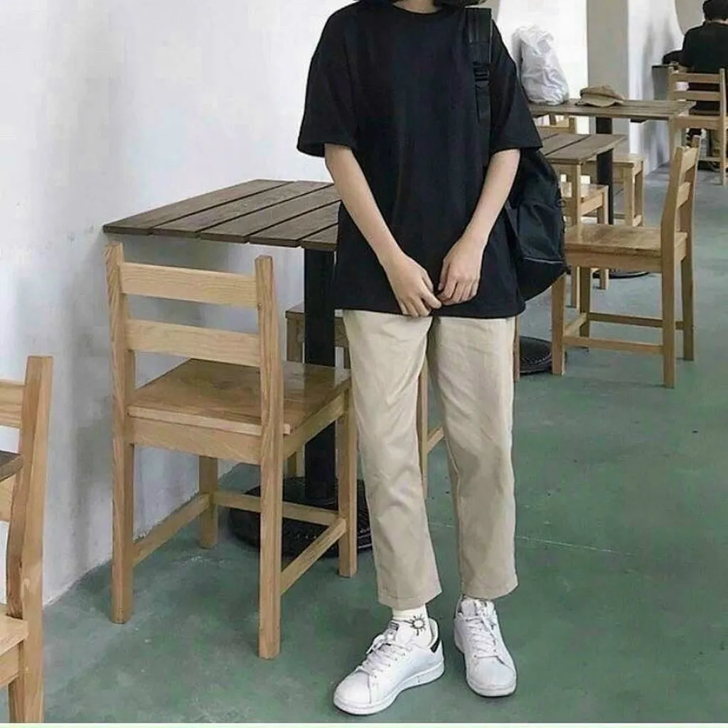 Alternative view of Quần Dài Baggy Nam Nữ Unisex Kaki Ống Suông Basic - Ausa House