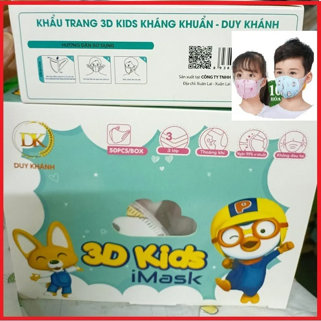 Hộp 50 Khẩu Trang Y Tế 3d Kids Cho Bé Từ 2- 7 Tuổi Ctb136 - Bechip