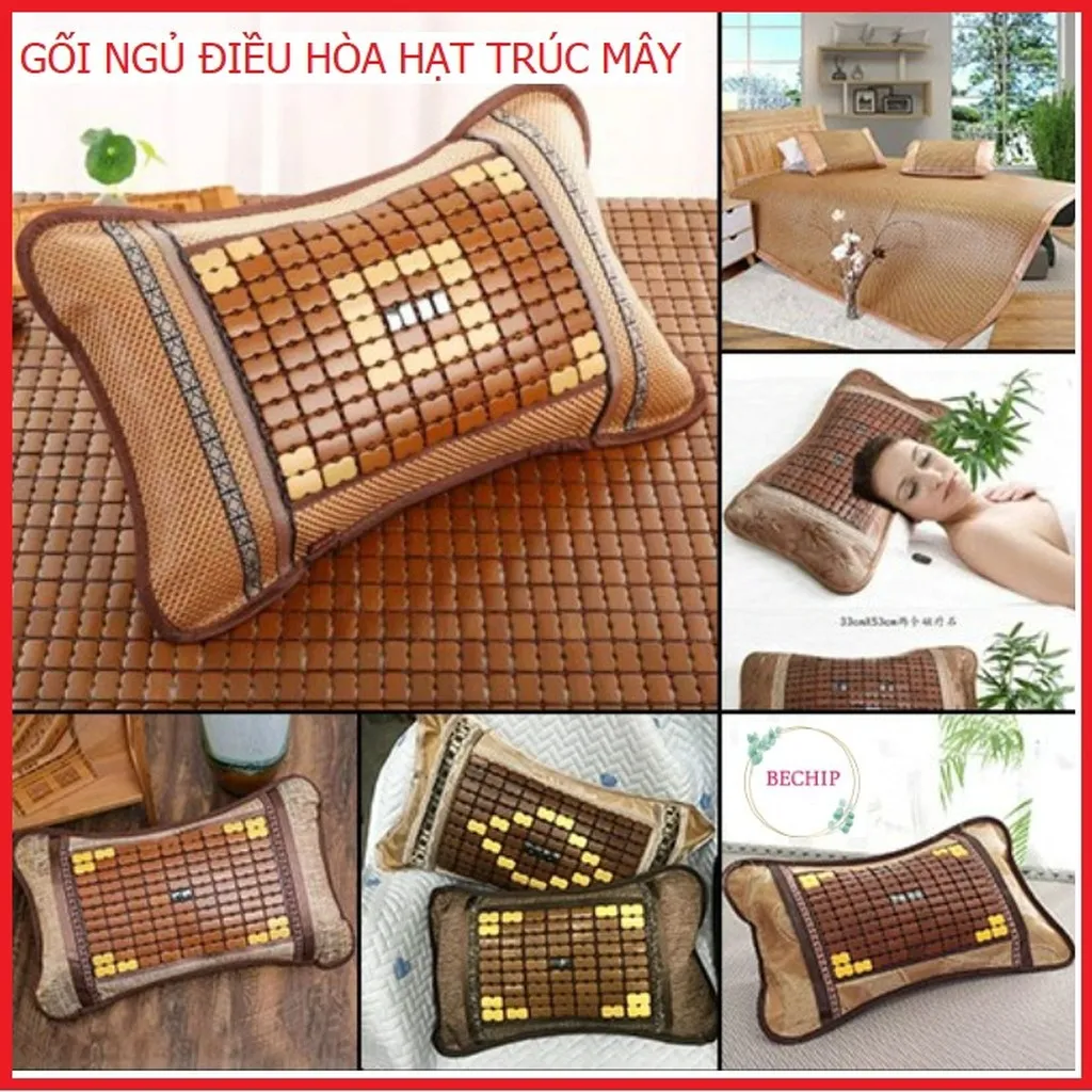 Gối Trúc Điều Hòa Hạt Mây Siêu Mát, Thoáng Đầu, Chống Nóng Ctb137 - Bechip
