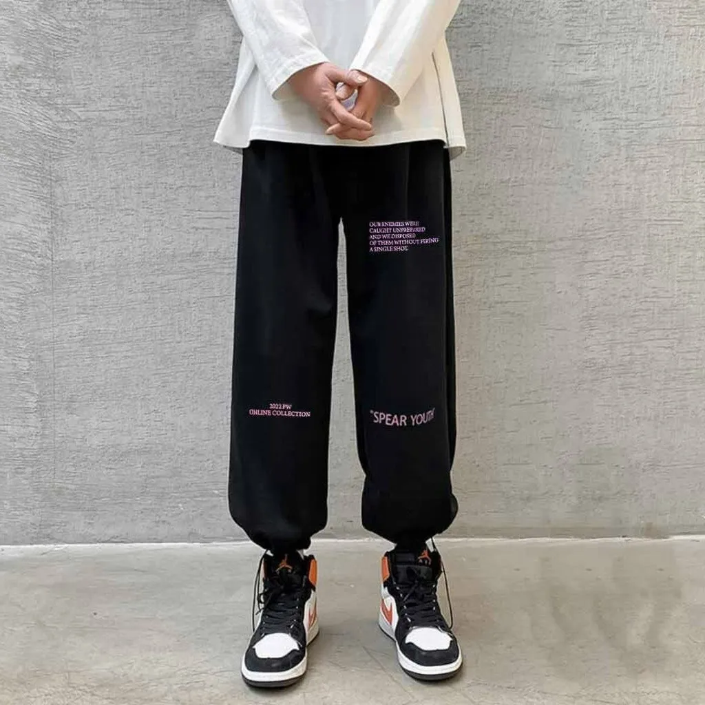 Alternative view of Quần Dài Nam Nữ Unisex Vải Nỉ Đen Spear Youth - Ausa House