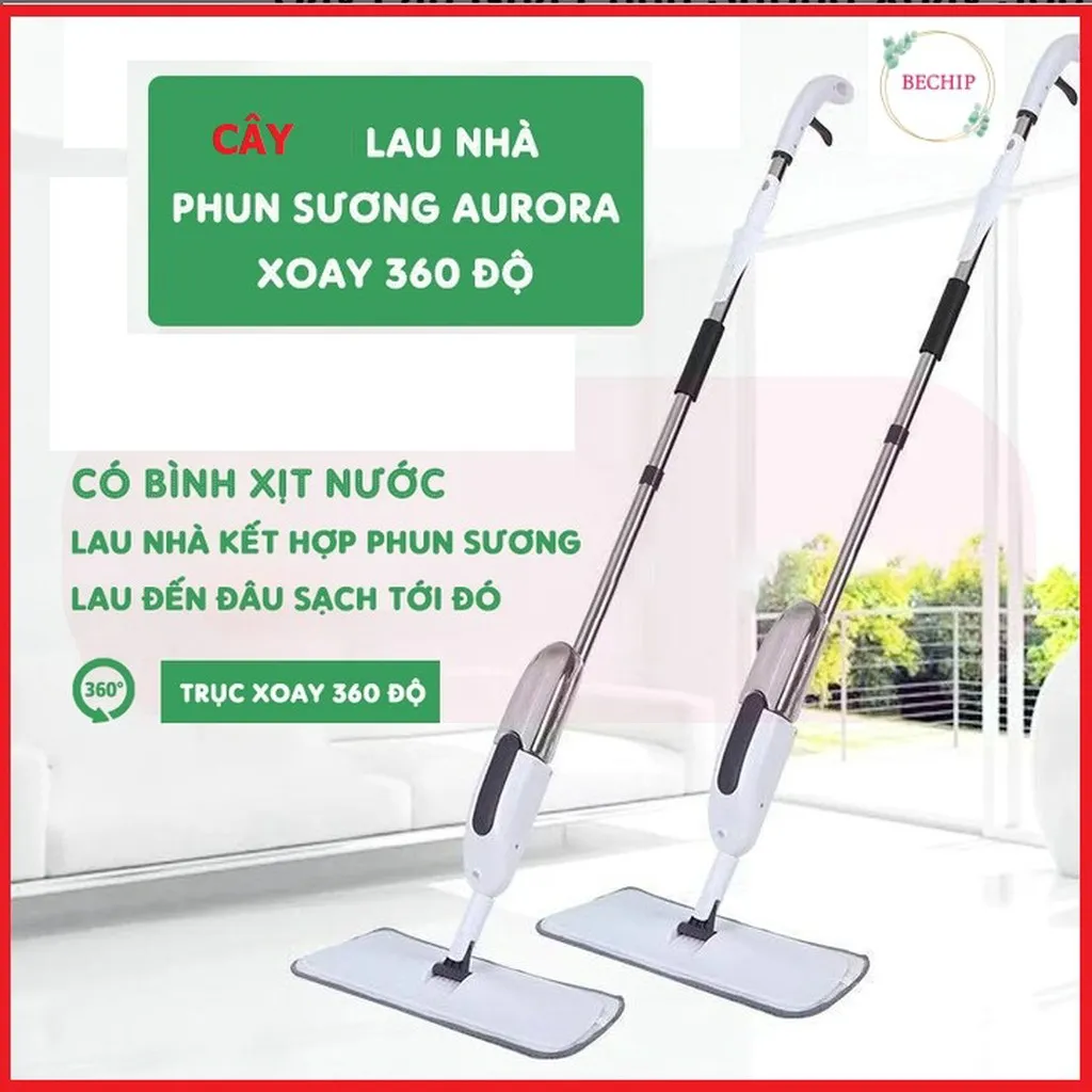 Cây Lau Nhà Phun Sương 2 Trong 1, Đầu Xoay 360 Độ Ctb141 - Bechip