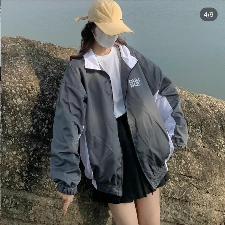 Áo Khoác Dù Nhẹ Cổ Cao In Logo Phối 2 Tông Màu Kiểu Dáng Nam Nữ Unisex - Htm Fashion