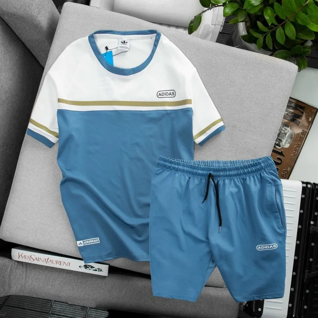 Bộ Thể Thao Nam Cổ Tròn Cộc Tay Vải Cotton Cá Sấu Cao Cấp In Adidas - Men's Style