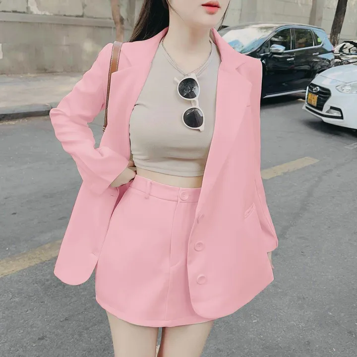Set Bộ Đồ Nữ Vest Dài Tay Mix Chân Váy Chữ A Dd201 - Nana House