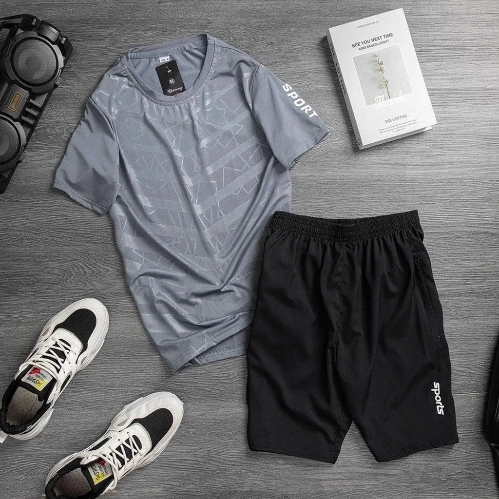 Bộ Quần Áo Thể Thao Nam Cổ Tròn Chất Liệu Thun Lạnh Co Dãn 4 Chiều - Men's Style