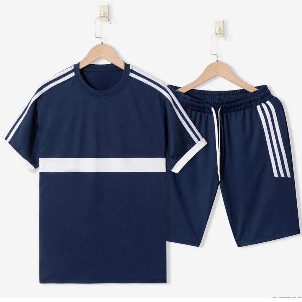 Bộ Thể Thao Nam Cổ Tròn Phối Màu Viền Ngực Chất Cvc Cá Sấu - Men's Style