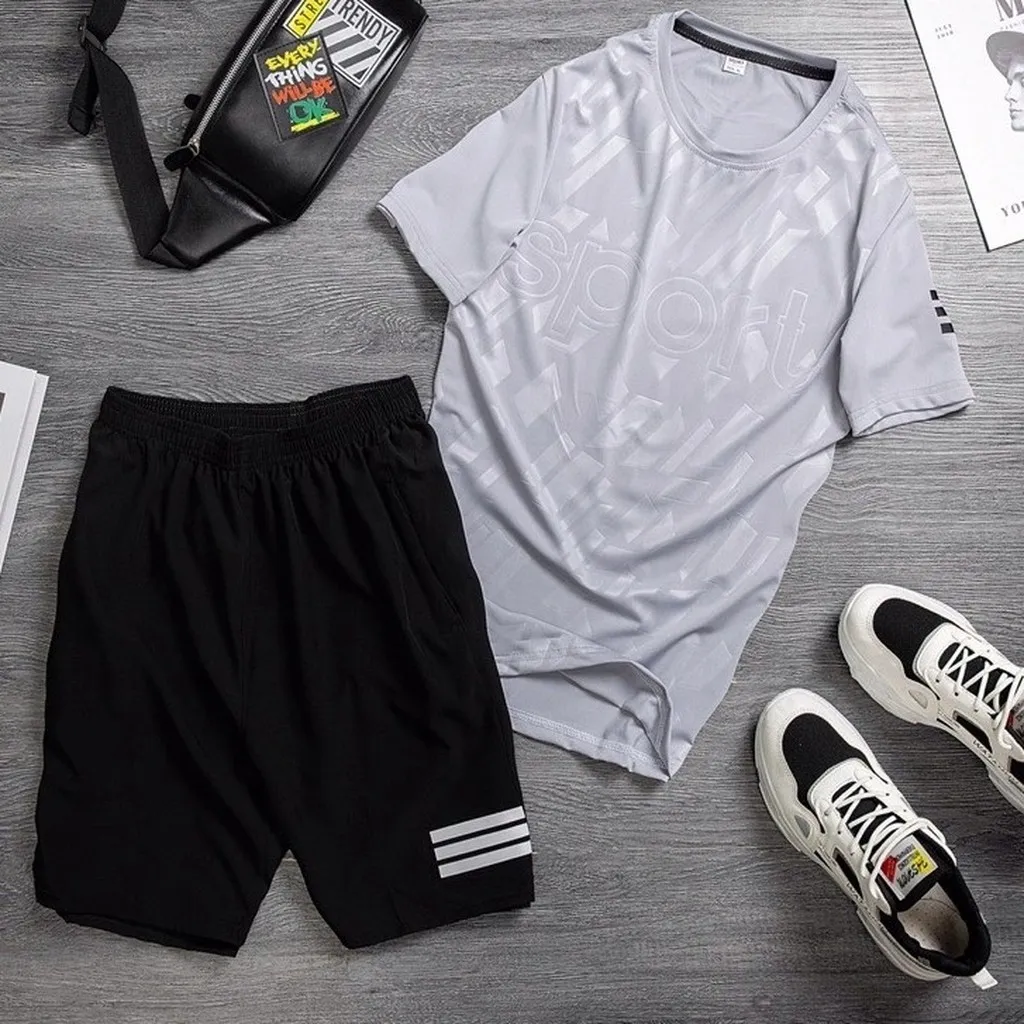Alternative view of Bộ Thể Thao Nam Cổ Tròn Ép Vân Sport Chất Liệu Vải Thun Thể Thao Co Giãn Đàn Hồi - Men's Style