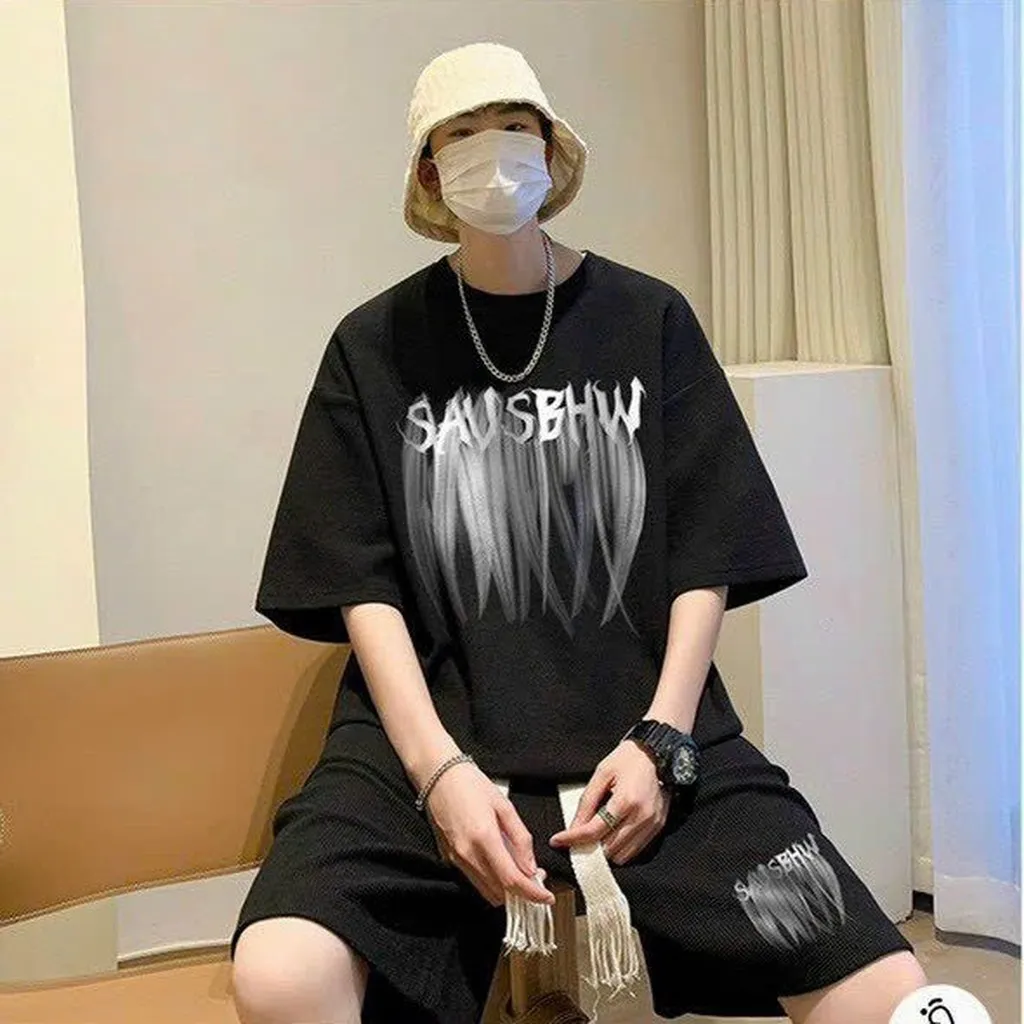 Bộ Quần Áo Nam Mặc Nhà Mùa Hè Vải Thun Cotton Form Rộng Dày Dặn - Htm Fashion