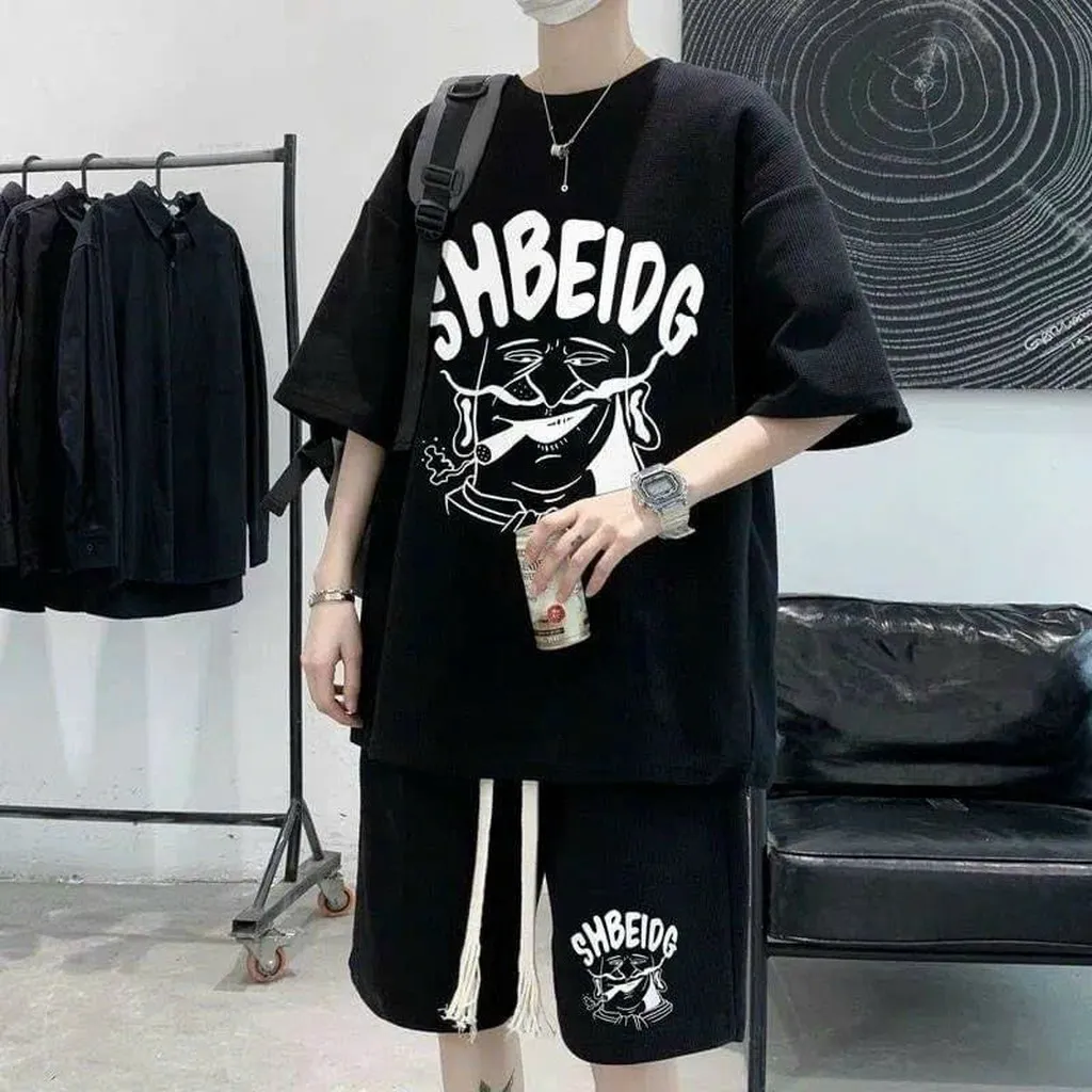 Alternative view of Bộ Đồ Nam Nữ Form Rộng In Họa Tiết Shbeiog Chất Liệu Cotton Co Giãn Thoáng Mát - Htm Fashion