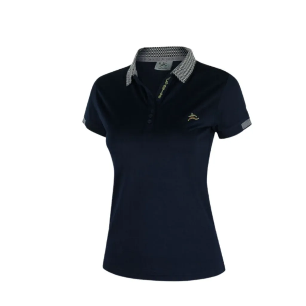 Áo Thể Thao Nữ Cổ Sọc Xanh Đen Spandex Cl2525256 - Colo Store