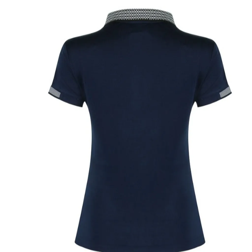 Alternative view of Áo Thể Thao Nữ Cổ Sọc Xanh Đen Spandex Cl2525256 - Colo Store