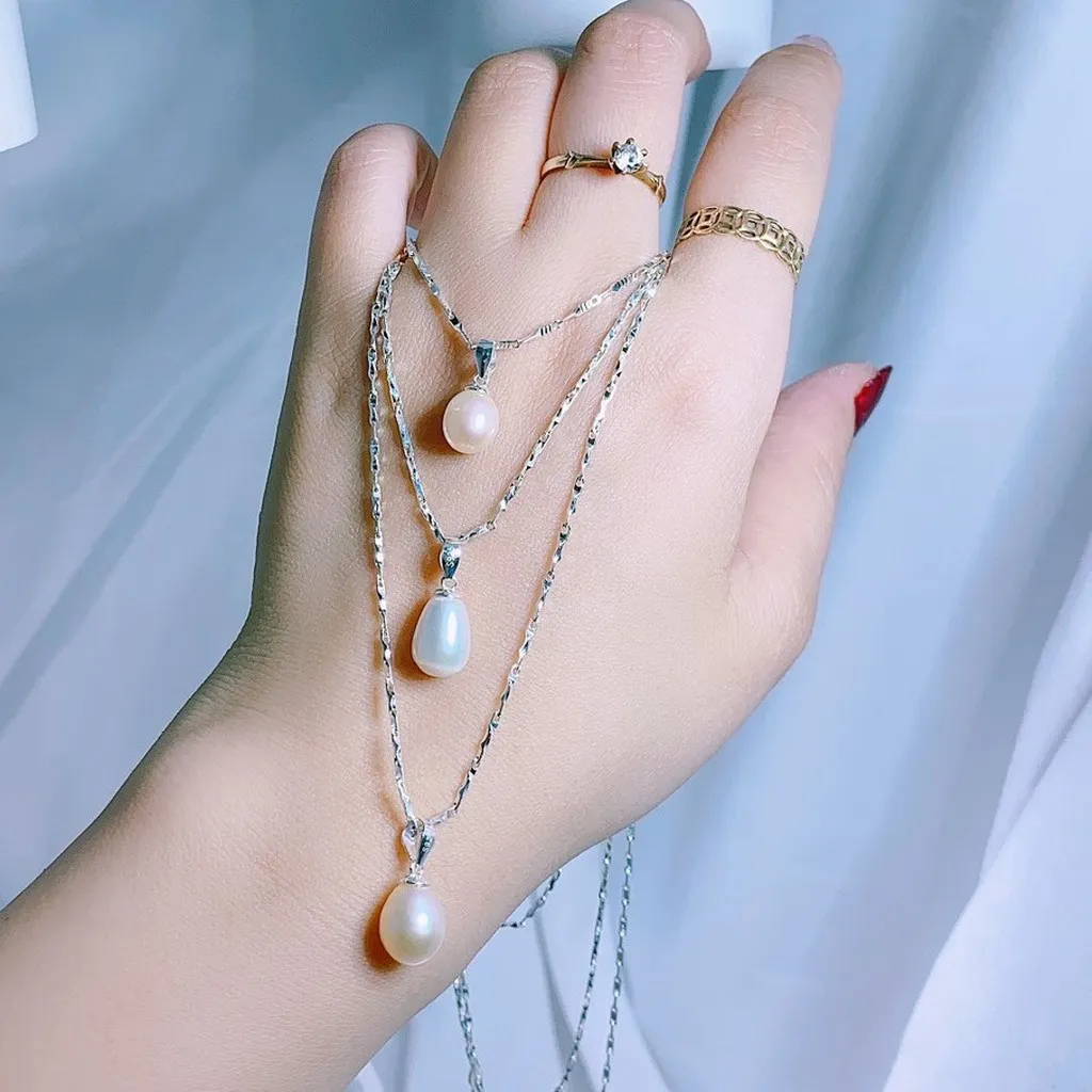 Dây Chuyền Bạc Ta Mặt Ngọc Trai Nuôi Nước Ngọt Thiên Nhiên - Thắng Giang