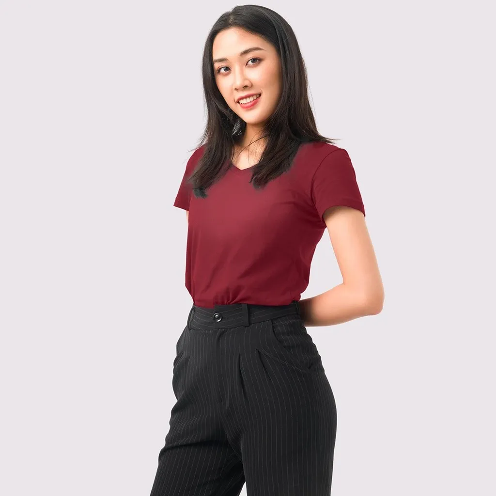 Alternative view of Áo Thun Nữ Cổ Tim Đô Jp 100% Cotton Cao Cấp - Gold Rhino