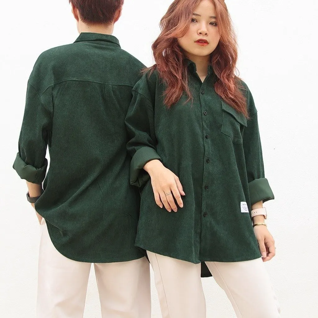 Áo Sơ Mi Dài Tay Nam Nữ Dáng Rộng Cao Cấp Vải Nhung Tăm – Men’s Style