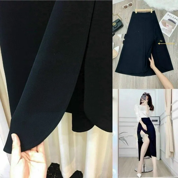 Alternative view of Set Bộ Áo Sơ Mi Cổ Thuyền Tay Lỡ Kèm Chân Váy Xẻ Tà Phù Hợp Đi Làm, Dạo Phố, Đi Học Siêu Sinh Av04t - Aine