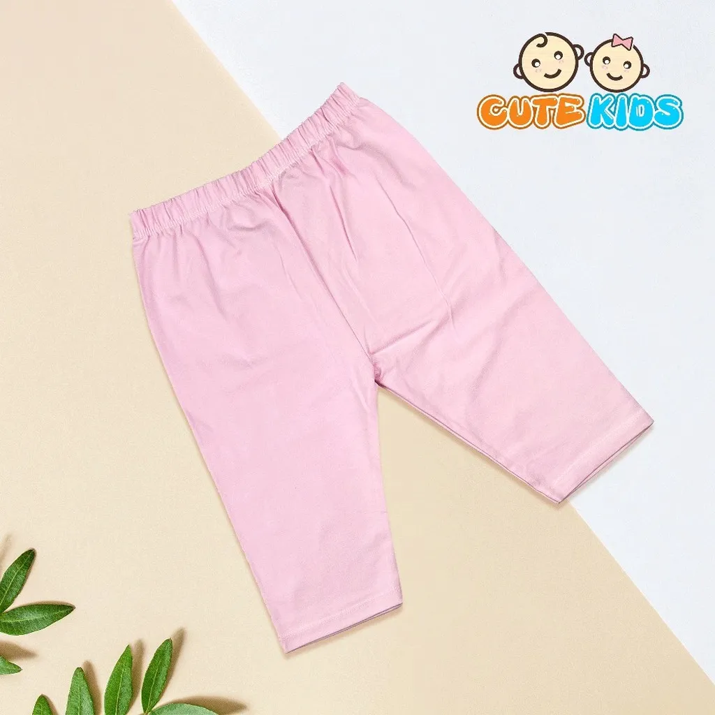 Quần Legging Lửng Trơn Bé Gái Cotton Xuất Đẹp Mềm Mát Co Giãn Cho Bé 8 - 16kg