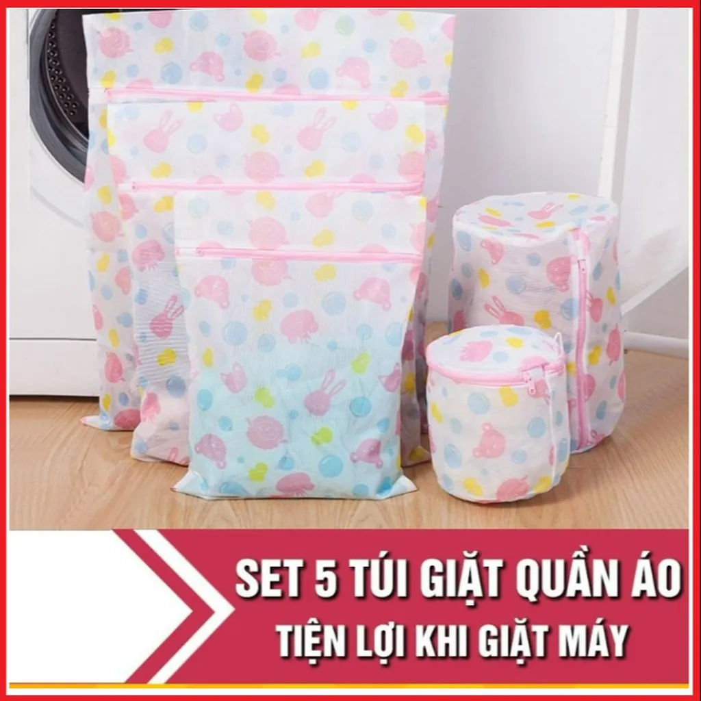 Set 5 Túi Lưới Giặt Đồ Bảo Vệ Quần Áo Khi Giặt Nhiều Kích Thước Ctb168 - Bechip