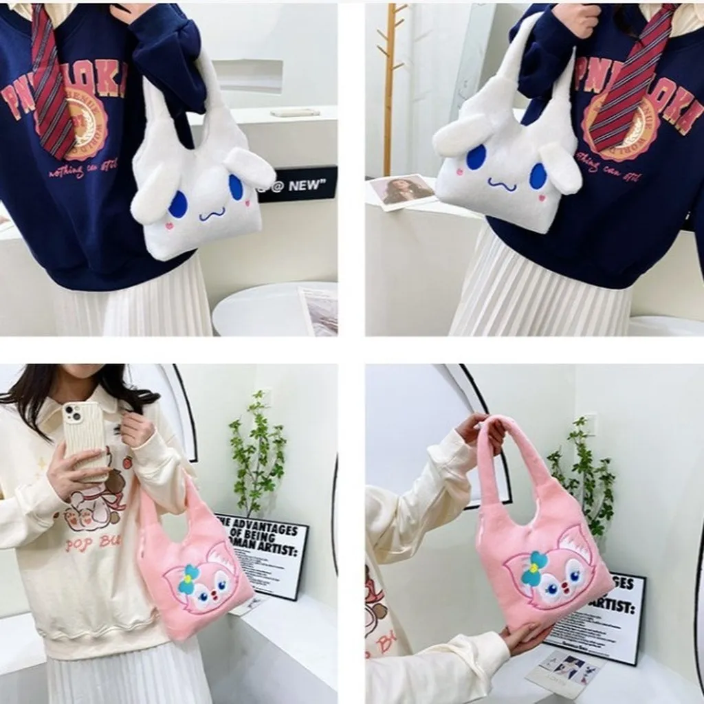 Alternative view of Túi Xách Đeo Vai Phong Cách Hoạt Hình Sanrio Disney, Túi Xách Lông Nhung Ulzzang Thời Trang Cho Bạn Nữ - Dmastore