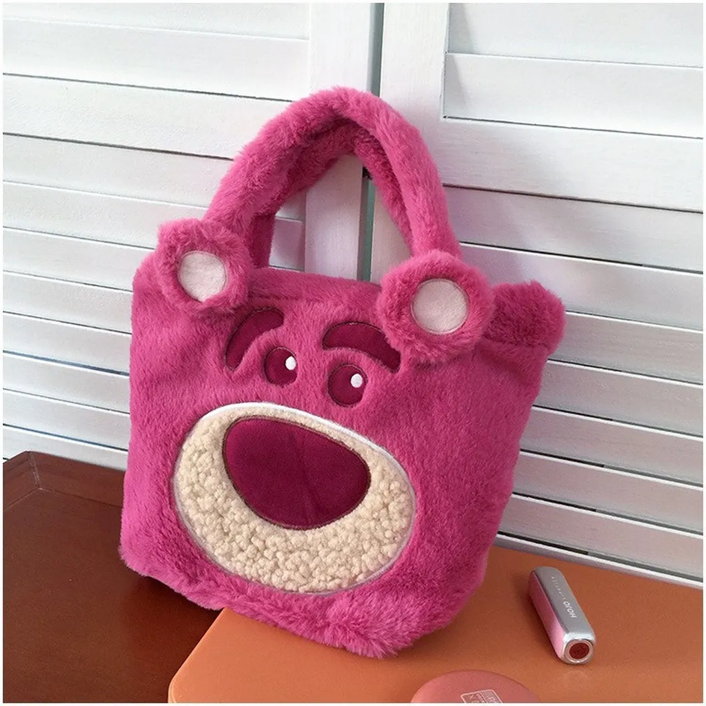 Alternative view of Túi Tote Gấu Dâu Lotso Size Vừa Vải Lông Nhung Mềm Mịn Sức Chứa Lớn Cho Bạn Nữ Đi Chơi, Đi Học,.dễ Thương Tiên Lợi - Dmastore