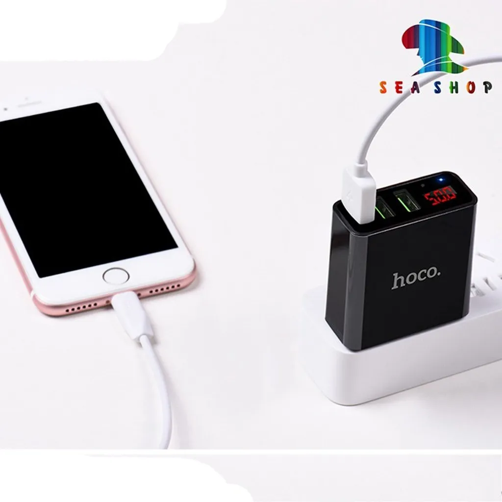 Alternative view of Củ Sạc C15 - Chính Hãng Hoco - Cho Smartphone -thiết Kế 3 Cổng Usb, Đèn Báo Thông Số, Công Nghệ Sạc Nhanh Qc3.0 - Seashop