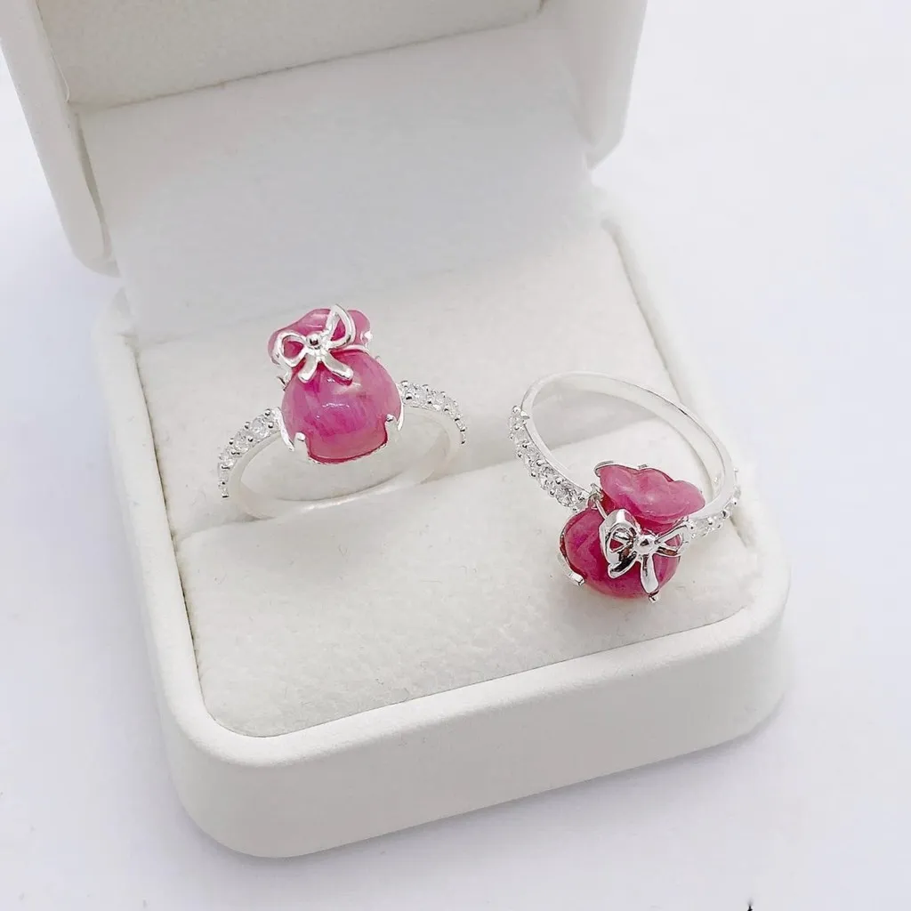 Alternative view of Nhẫn Túi Tiền Đá Ruby Thiên Nhiên Bọc Bạc Ta - Thắng Giang