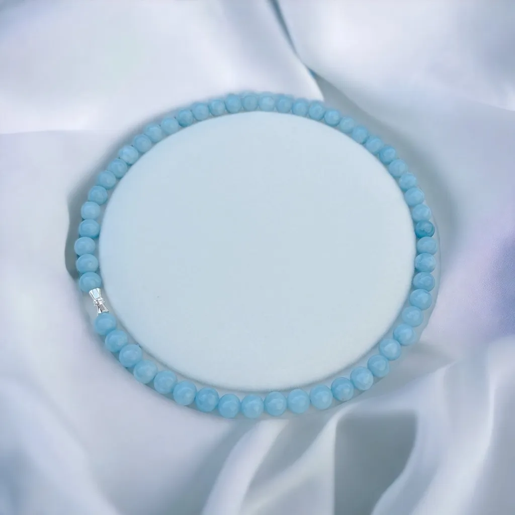 Dây Chuyền Đá Thạch Anh Màu Aquamarine 8 Ly - Thắng Giang
