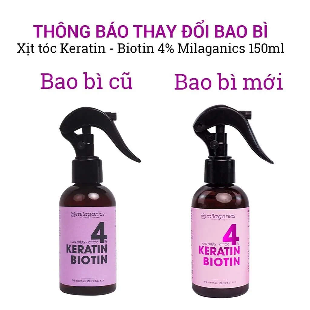 Alternative view of Combo 2 Biotin Mọc Tóc & Keratin Phục Hồi Tóc 4% 150ml/chai - Milaganics