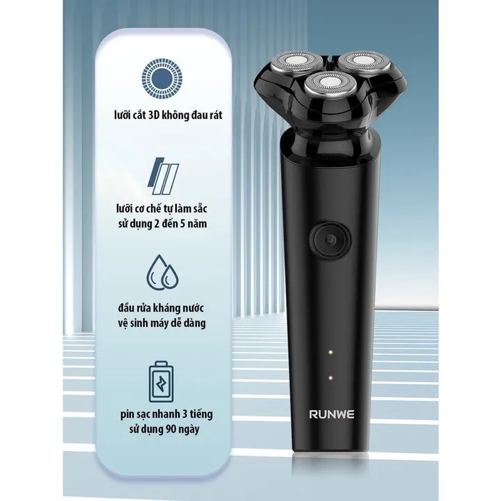 Máy Cạo Râu Runwe Rs196 3 Lưỡi Sắc Bén Tự Sắc Có Sạc Type Và Chống Nước Khi Vệ Sinh Gd025 - Lady's Passion